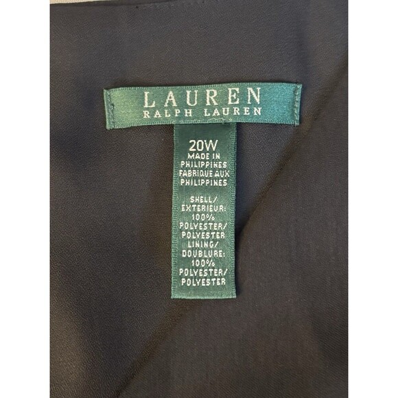 LAUREN RALPH LAUREN Women's Black V-Neck Sheath Dress 20W Cap Sleeve Cocktail - Picture 7 of 11